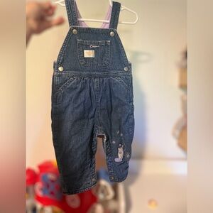 Vintage Osh Kosh Polar Bear Fleece Lined Denim Jean Overalls 6-9 Months